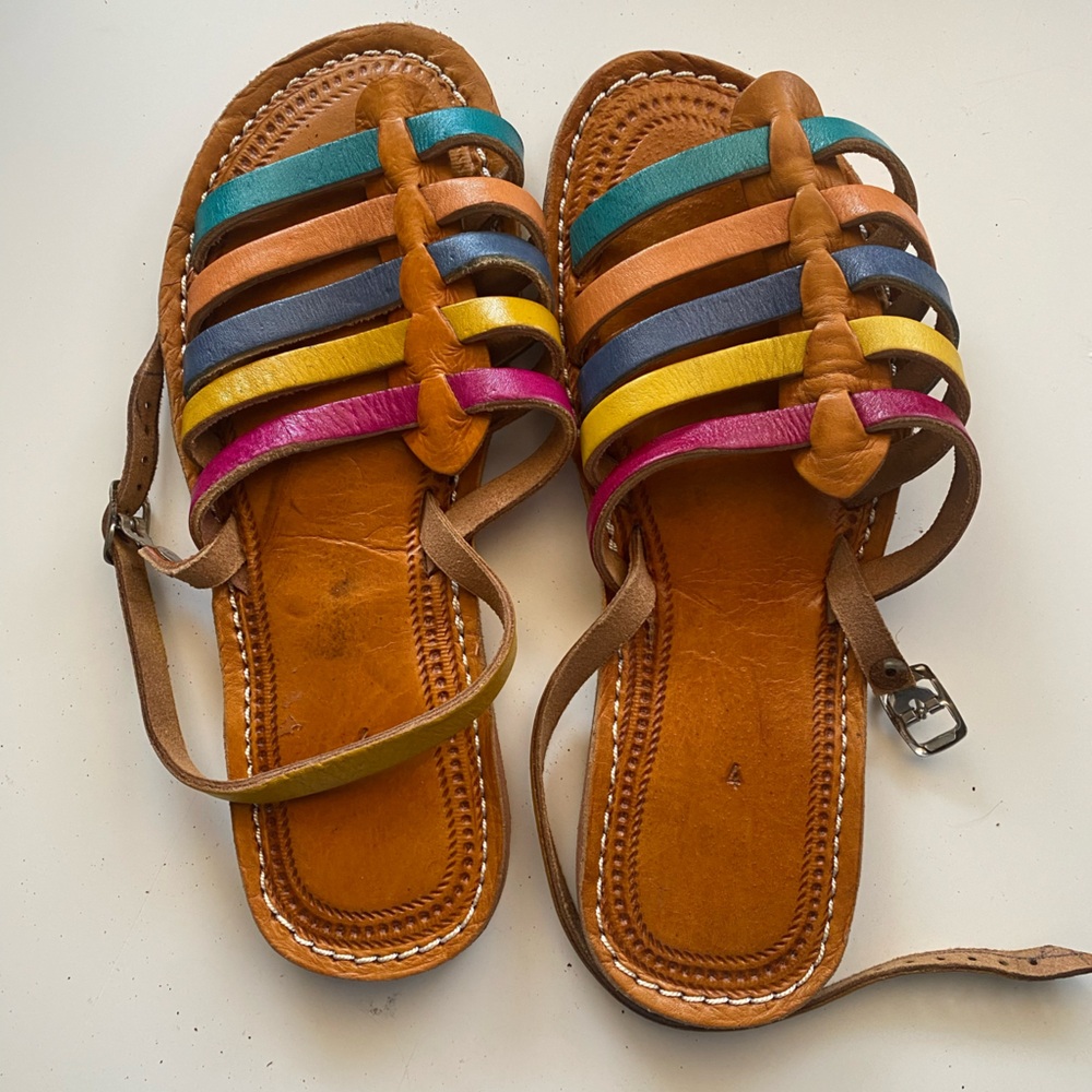 Brown Leather Sandals- multicoloured- New